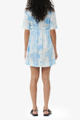 GANNI Discount Printed Satin Short Sleeve Mini Dress