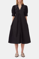 GANNI Hot Sale Cotton Poplin V-Neck Midi Dress