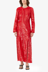 GANNI Discount Red Sequins Maxi Dress
