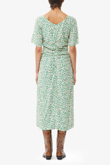 GANNI On Sale Printed Crepe U-neck Midi Dress