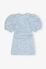 GANNI Hot Sale Stretch Jacquard Puff Sleeves Mini Dress