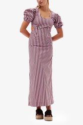 GANNI New Striped Cotton Cutout Dress