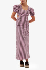GANNI New Striped Cotton Cutout Dress