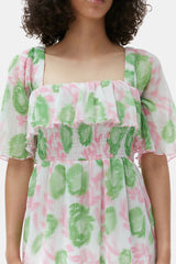 GANNI Discount Pleated Georgette Midi Smock Dress