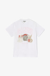 GANNI Online White Animals Print T-shirt
