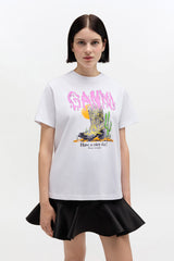 GANNI Discount White Western Boot Print T-shirt