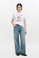GANNI Discount Graphic Cotton T-shirt