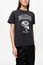 GANNI New Black Basic Cotton Witch Relaxed T-shirt