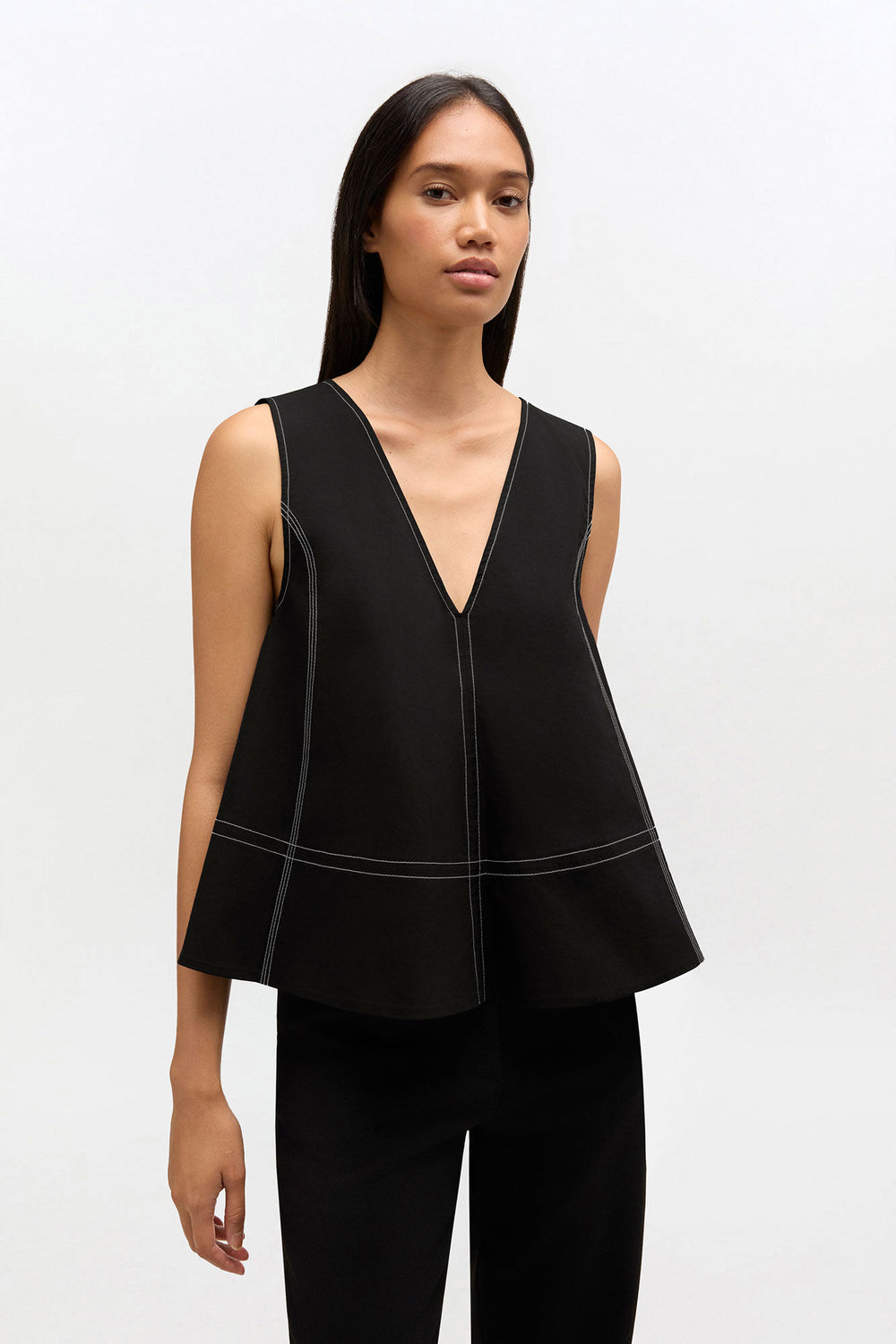 GANNI On Sale Black Cotton A-line Top