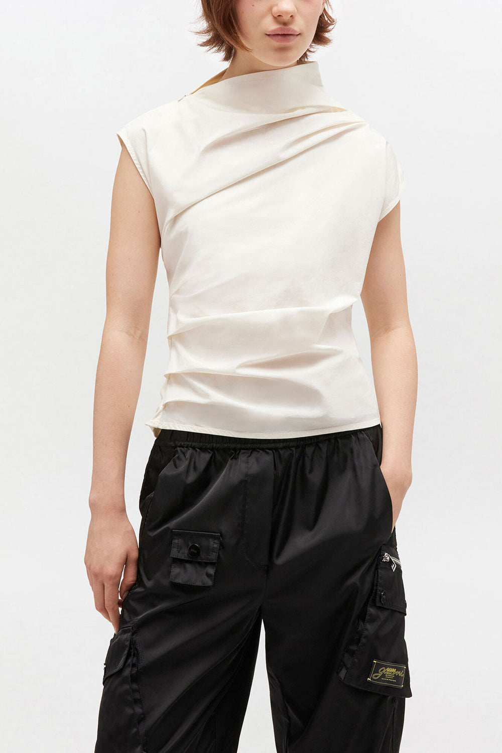 GANNI New Ivory Ruched Top