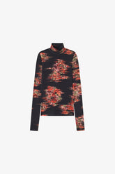 GANNI Discount Floral Jersey Turtleneck