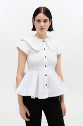 GANNI Outlet Short Cotton Ruffle Shirt