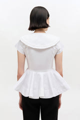 GANNI Outlet Short Cotton Ruffle Shirt