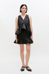 GANNI Online Satin Cloque Peplum Top