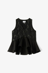 GANNI Online Satin Cloque Peplum Top