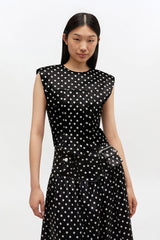 GANNI On Sale Polka-Dot Satin Corset Top