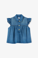 GANNI us Denim Ruffle Top