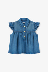 GANNI us Denim Ruffle Top
