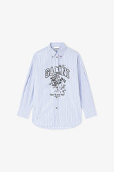 GANNI Discount Blue Stripe Logo Shirt
