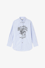 GANNI Discount Blue Stripe Logo Shirt