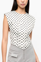 GANNI For Sale Polka-Dot Satin Corset Blouse