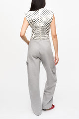 GANNI For Sale Polka-Dot Satin Corset Blouse