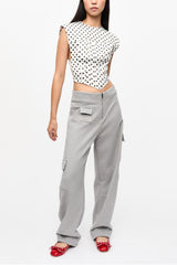 GANNI For Sale Polka-Dot Satin Corset Blouse