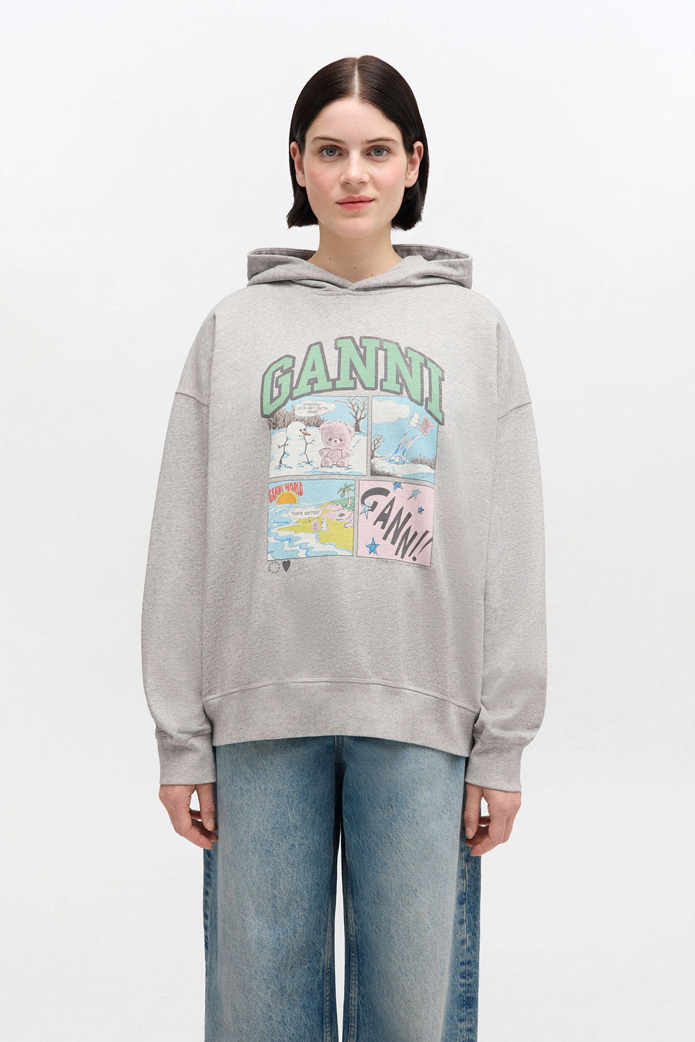 GANNI Online Grey Bear Comic Hoodie