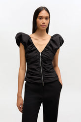 GANNI us Black Ruched Top