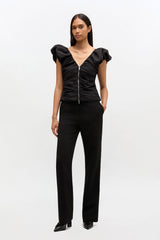 GANNI us Black Ruched Top