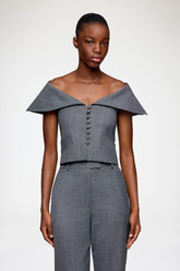 GANNI New Vest in Grey Wool Melange