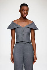 GANNI New Vest in Grey Wool Melange