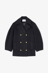 GANNI For Sale Dark Blue Wool Oversized Midi Peacoat