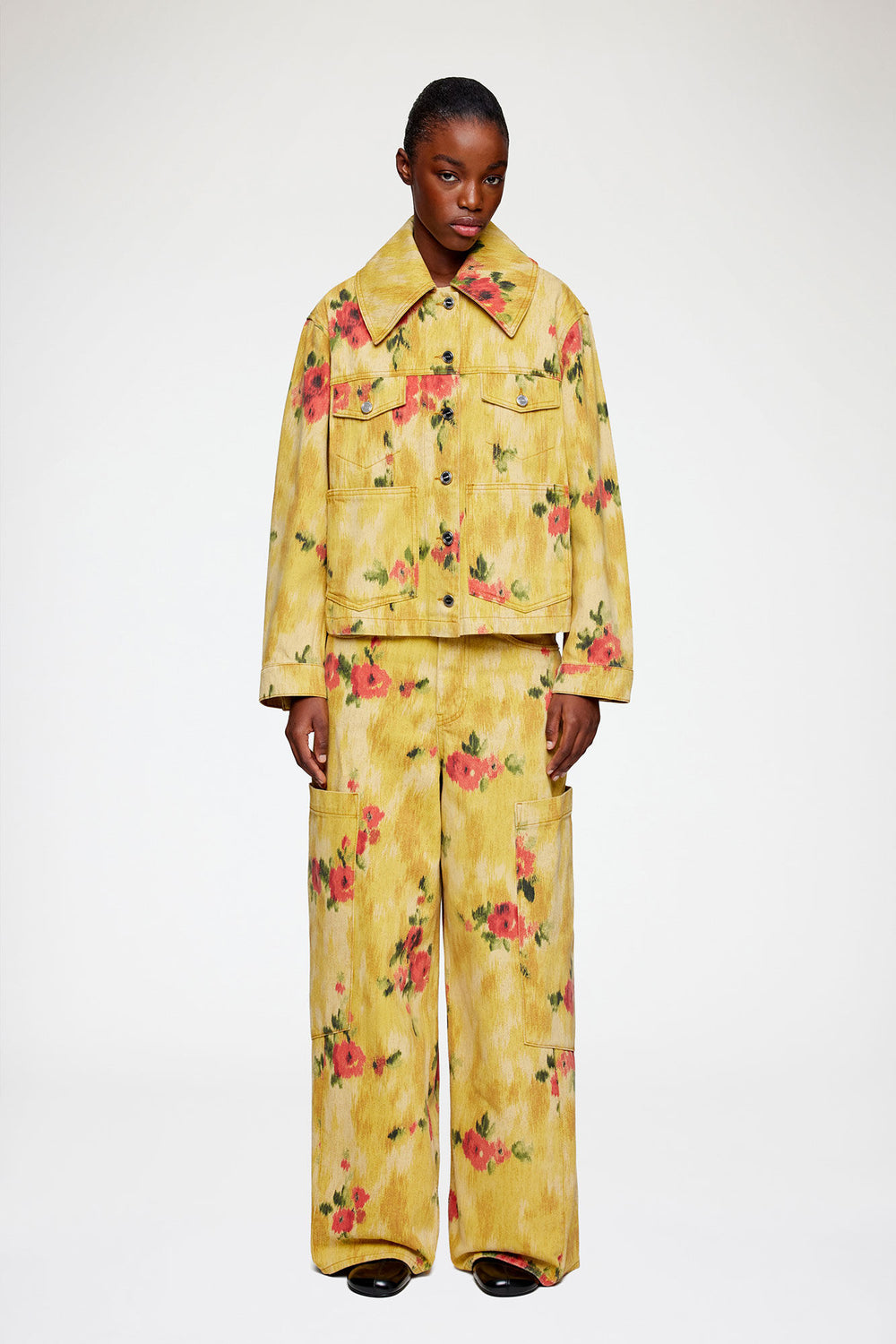 GANNI New Jacket in Printed Denim
