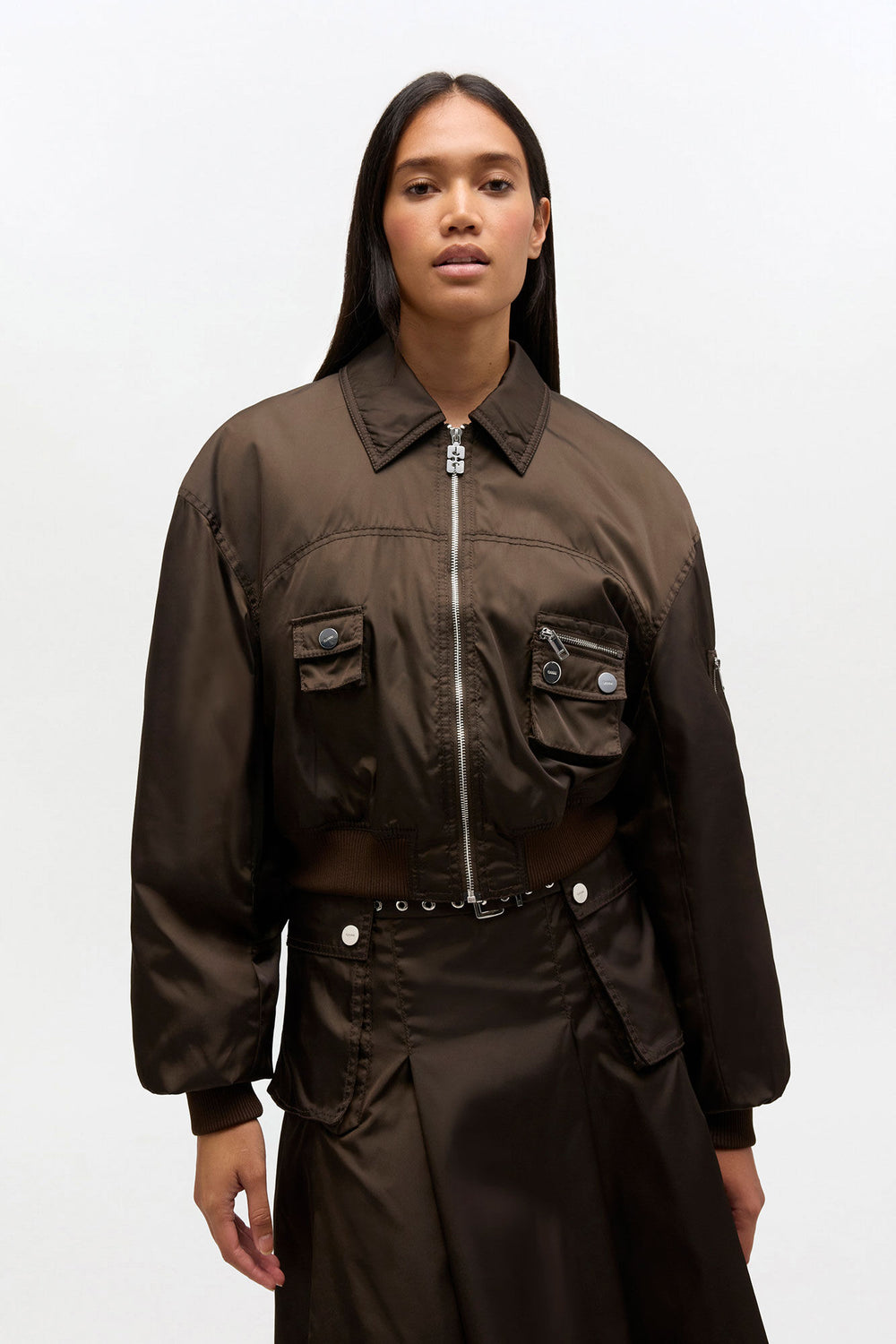 GANNI Online Duchesse Nylon Bomber Jacket