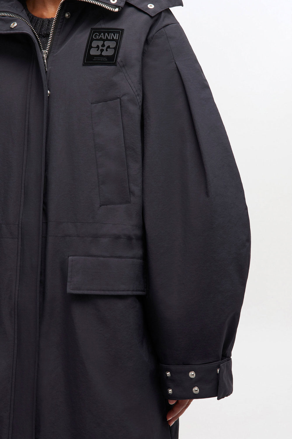 GANNI For Sale Oversized Dark Grey Tri-Layer Parka Coat