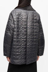 GANNI Discount Black Shiny Quilt Midi Jacket