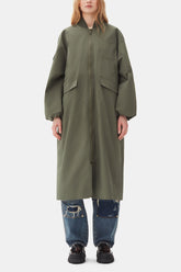 GANNI Outlet Green Tech Seersucker Oversized Shell Coat