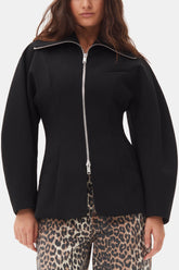 GANNI New Black Bonded Crepe Curve Sleeve Jacket
