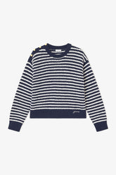 GANNI For Sale Dark Blue Striped Wool Sweater