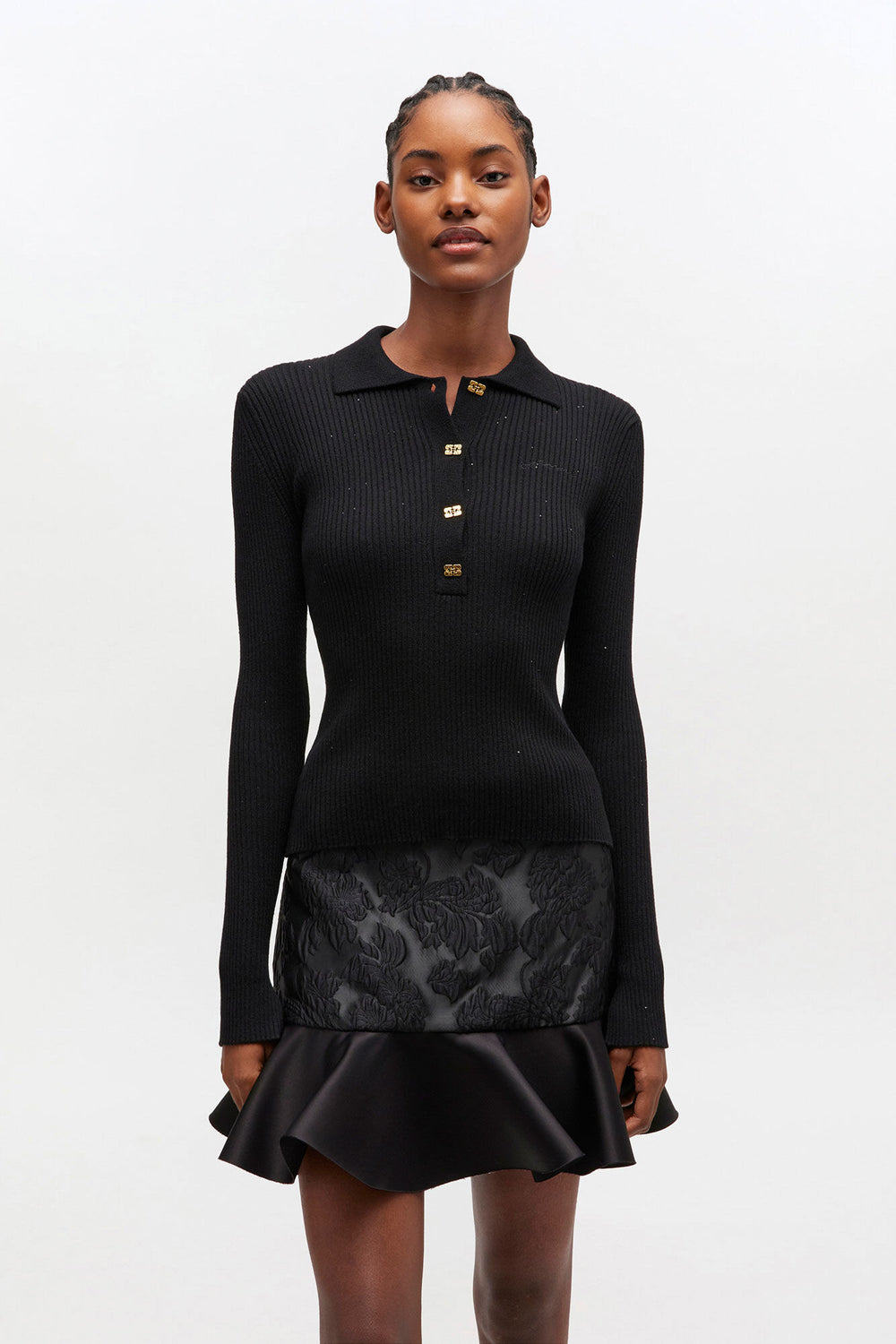 GANNI New Fine Sequin Knitted Polo
