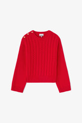 GANNI Discount Red Cable Wool Mix Sweater