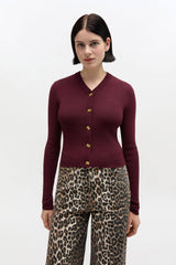 GANNI Online Ribbed V-Neck Cardigan