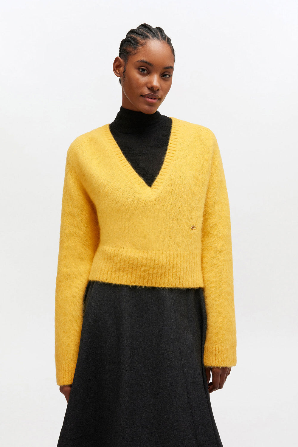 GANNI On Sale Yellow V-neck Sweater