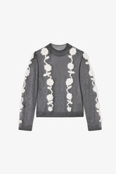 GANNI Sale Black Flower Crochet Turtleneck