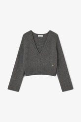 GANNI Discount Dark Grey V-neck Sweater