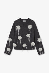 GANNI For Sale Dark Grey Flower Crochet Sweater
