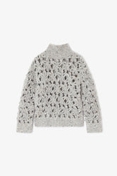 GANNI Hot Sale Grey Flower Crochet Sweater