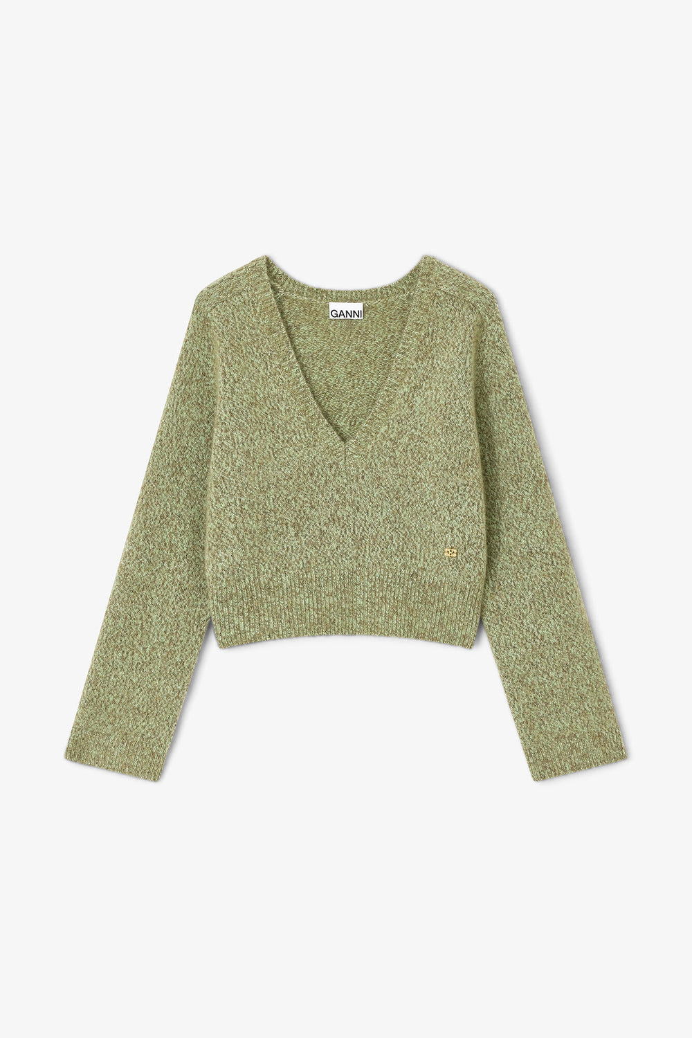 GANNI Online Green V-neck Sweater