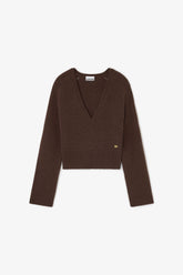 GANNI Sale Brown V-neck Sweater